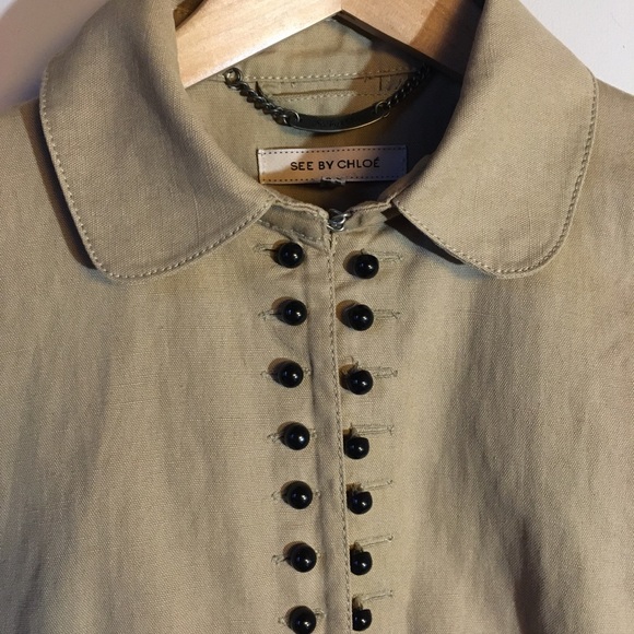 See By Chloe Khaki Victorian Military Top Jacket - Picture 2 of 5